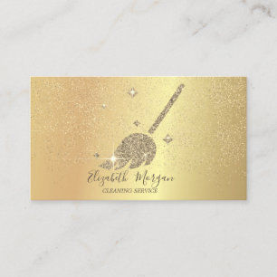 Carte De Visite Maîtresse de maison élégante en or confetti nettoy