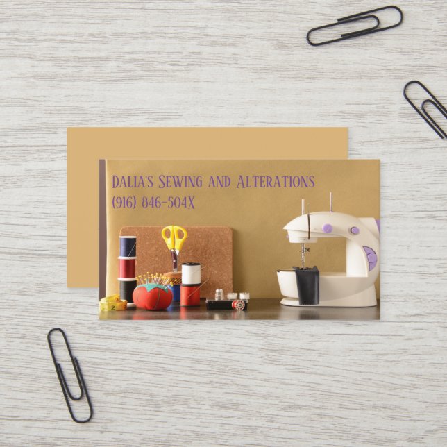 Carte De Visite Maîtrise / Décoration / Couture moderne (Devant/Arrière en situation)