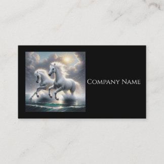 Carte De Visite Majestic Glitterie Chevaux blancs Paysage marin