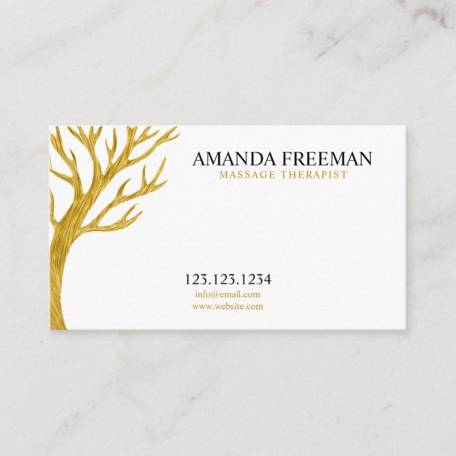 Carte De Visite Majestic Golden Tree Massage Therapist (Devant)