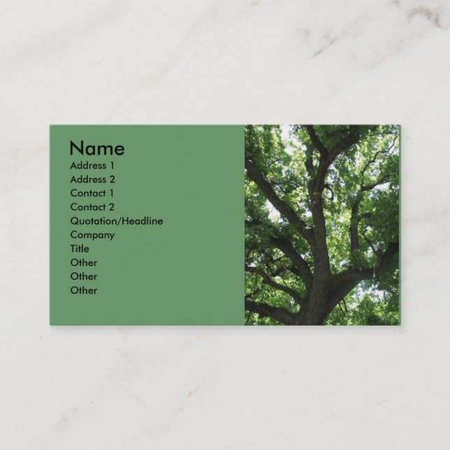 Carte de visite majestueux d'arbre (Devant)