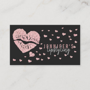 Carte De Visite Make Up Artist Lips Rose Gold Heart brillant rouge