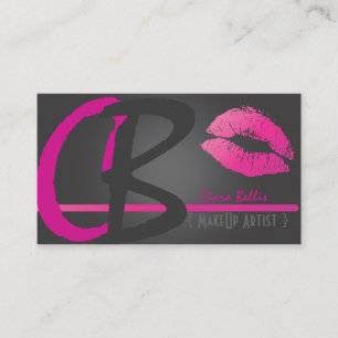 Carte De Visite Make Up artistes, Monogrammes, lèvres roses chaude