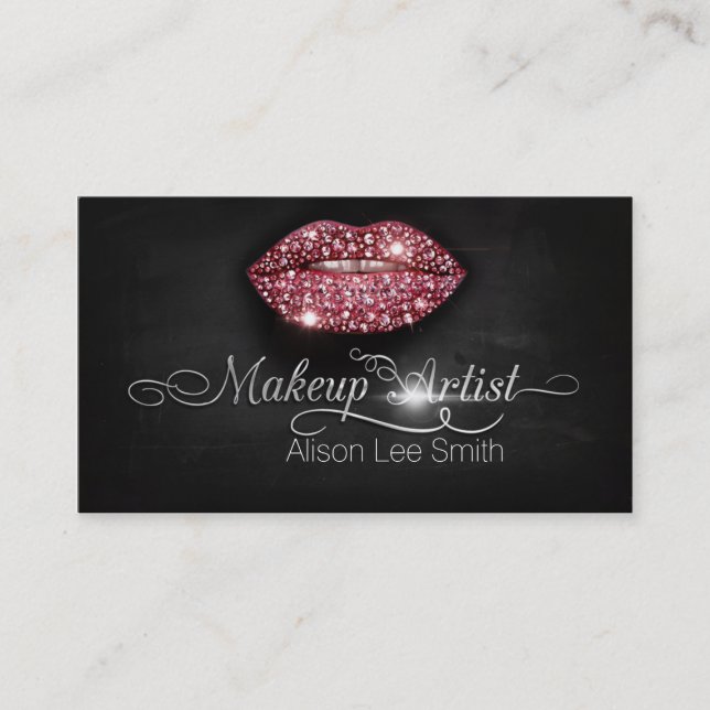 Carte De Visite Makeup Artist/Diamonds Sparkle Lips (Devant)