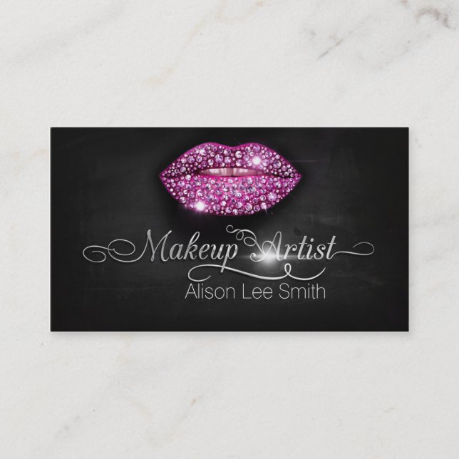 Carte De Visite Makeup Artist/Diamonds Sparkle Lips (Devant)