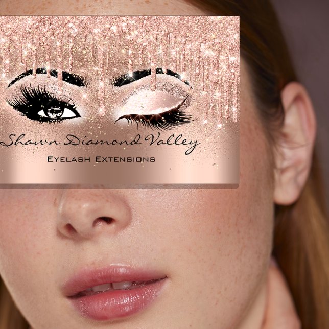 Carte De Visite Makeup Artist Lashes goutte Rose Blush Drips (Makeup Artist Lashes drop Rose Blush Drips Business Card)