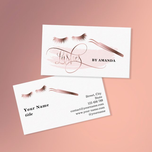 Carte De Visite Makeup Eyebrow Eyes Lashes Rose Gold (Créateur téléchargé)
