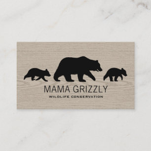 Carte De Visite Mama Grizzly Bear avec des oursons Silhouettes Fau