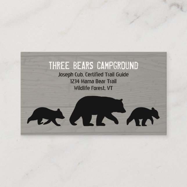 Carte De Visite Mama Ours noir avec Cubs Silhouettes | Faune (Devant)