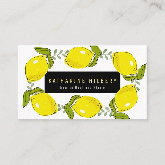 Carte de visite maman citron jaune blanc (Devant)