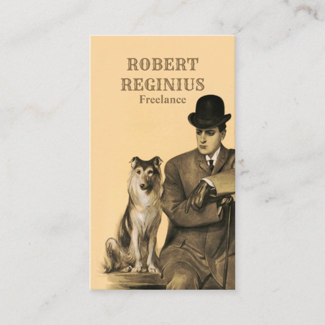 Carte De Visite Man Chien Vintage (Devant)