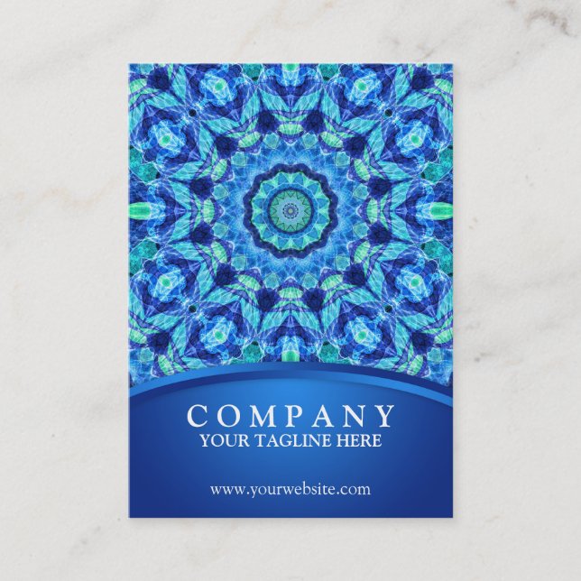 Carte De Visite Mandala bleu de bijou de mer (Devant)