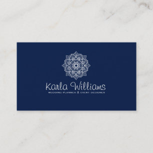 Carte De Visite Mandala bleu et blanc de minuit