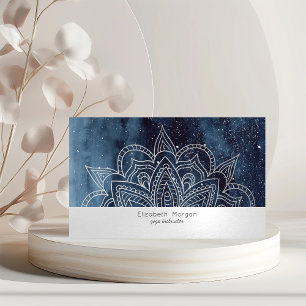 Carte De Visite Mandala Bleu Nuit Élégant Professionnel