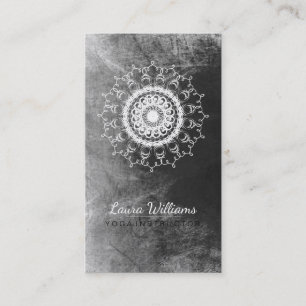Carte De Visite Mandala Damask Lotus Flower Méditation noir blanc