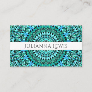 Carte De Visite Mandala de fleur de turquoise