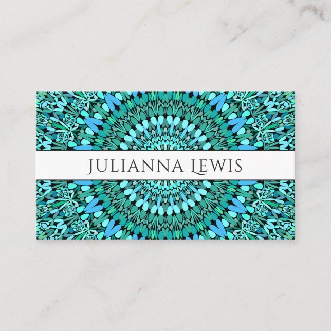 Carte De Visite Mandala de fleur de turquoise (Devant)