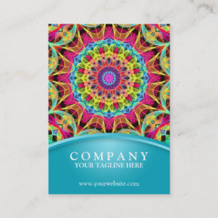 Carte De Visite Mandala de fleur d'énergie - bleu potelé