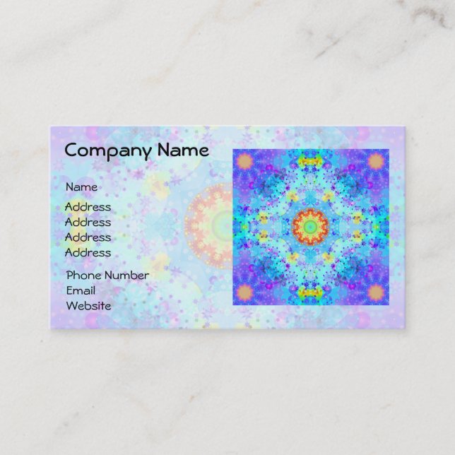 Carte De Visite Mandala de hippie d'étoile bleue modelé (Devant)