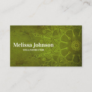 Carte De Visite Mandala de méditation de yoga vert foncé