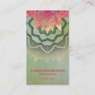 Carte De Visite Mandala de yoga spirituel moderne Lotus rose paste