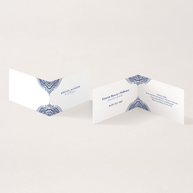 Carte De Visite Mandala élégant bleu foncé (Intérieur et extérieur)