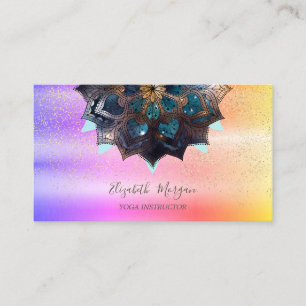 Carte De Visite Mandala Élégant Professionnel, Confettis Yoga Ombr