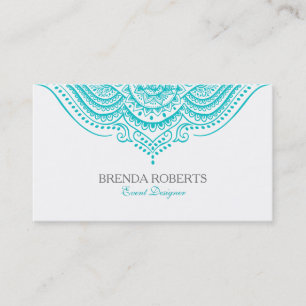 Carte De Visite Mandala en dentelle de cachemire bleu turquoise