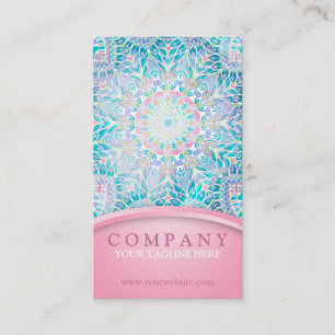 Carte De Visite Mandala en pastel de flocon de neige - rose