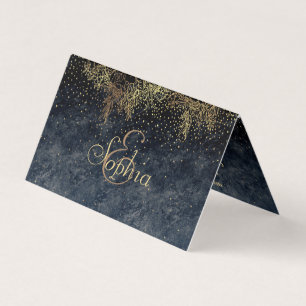 Carte De Visite Mandala et confetti floraux d'or
