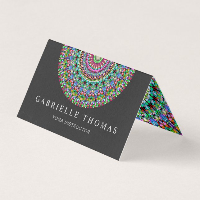 Carte De Visite Mandala floral coloré (Devant)