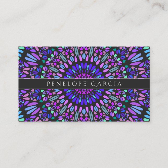 Carte De Visite Mandala floral coloré (Devant)