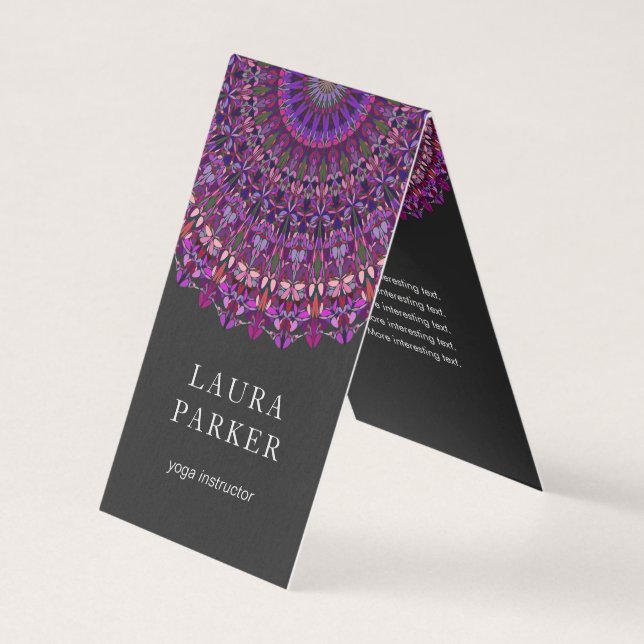Carte De Visite Mandala floral coloré pourpre (Devant)