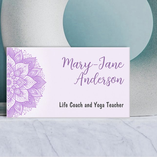 Carte De Visite Mandala Floral Design Yoga Studio Purple Pastel (Créateur téléchargé)