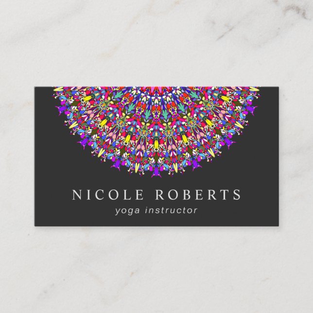 Carte De Visite Mandala floral heureux (Devant)