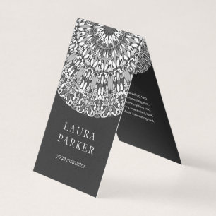 Carte De Visite Mandala floral noir et blanc