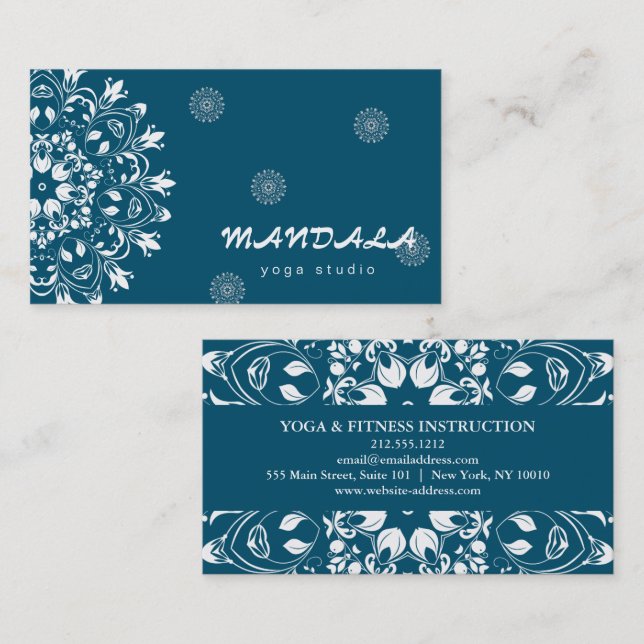 CARTE DE VISITE MANDALA LOGO CUSTOMISÉ YOGA INSTRUCTEUR (Devant / Derrière)