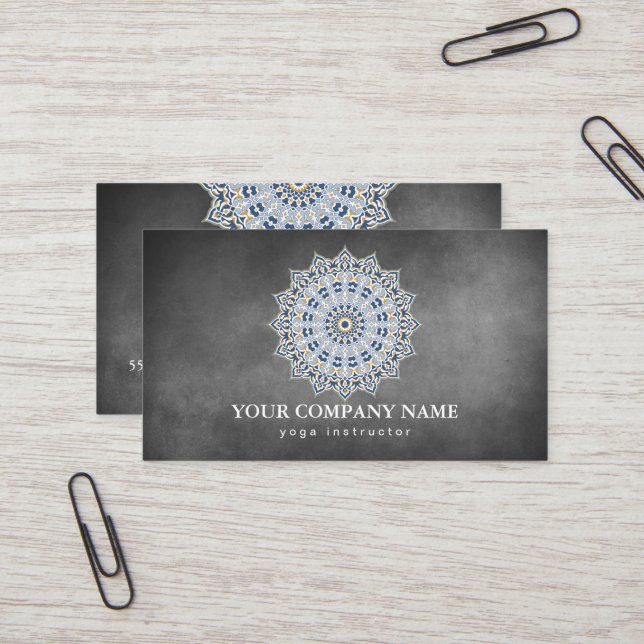 CARTE DE VISITE MANDALA LOGO CUSTOMISÉ YOGA INSTRUCTEUR (Devant/Arrière en situation)