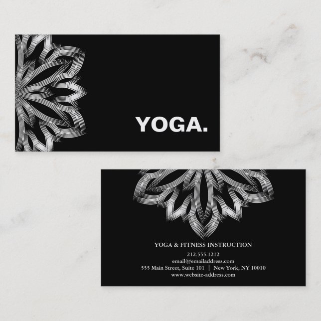 CARTE DE VISITE MANDALA LOGO CUSTOMISÉ YOGA INSTRUCTEUR (Devant / Derrière)