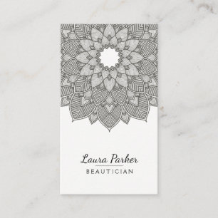 Carte De Visite Mandala Lotus Fleur Yoga Noir Blanc Propre