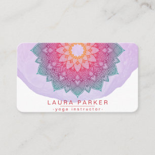 Carte De Visite Mandala Lotus Fleur Yoga Pink Holistic Business C