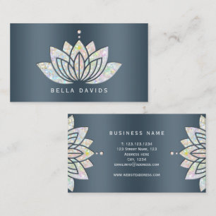 Carte De Visite Mandala Lotus Floral Professeur de Yoga Bleu Sarce