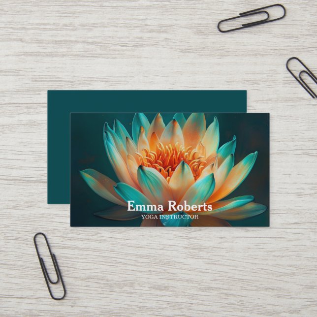 CARTE DE VISITE MANDALA LOTUS INSTRUCTEUR YOGA CUSTOMISÉ (Devant/Arrière en situation)