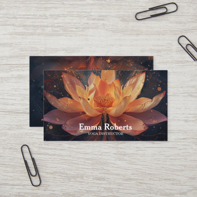 CARTE DE VISITE MANDALA LOTUS INSTRUCTEUR YOGA CUSTOMISÉ (Devant/Arrière en situation)
