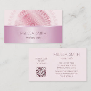Carte De Visite Mandala métallique rose brillant