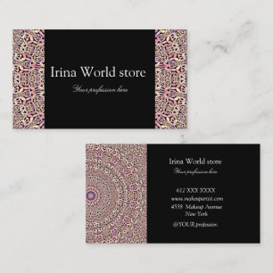 Carte De Visite Mandala noir classique avec rose et noir