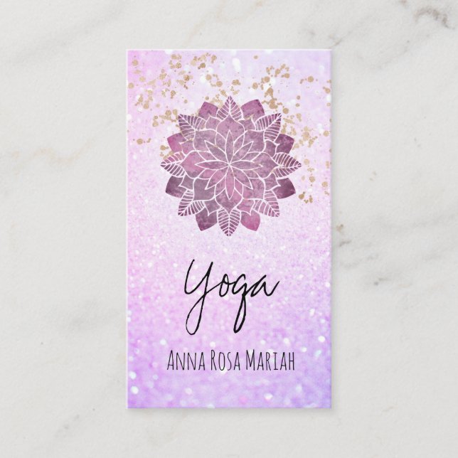 Carte De Visite *~* Mandala Parties scintillant or Yoga spirituel (Devant)