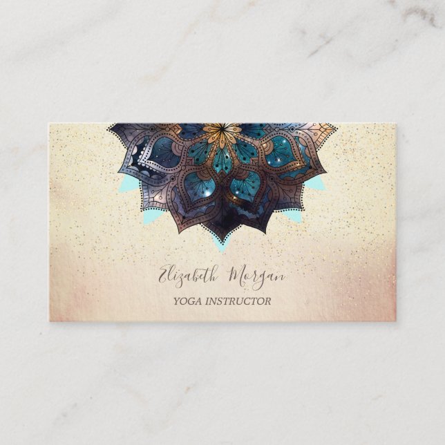 Carte De Visite Mandala professionnel élégant, Confetti Yoga (Devant)