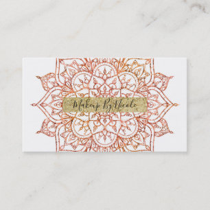Carte De Visite Mandala rose et orange sur blanc Glam