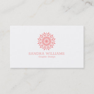 Carte De Visite Mandala rose sur blanc